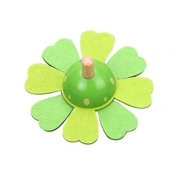 Wooden Colorful Flower Spinning Handmade Gyro Developing Kids Toy(Green)