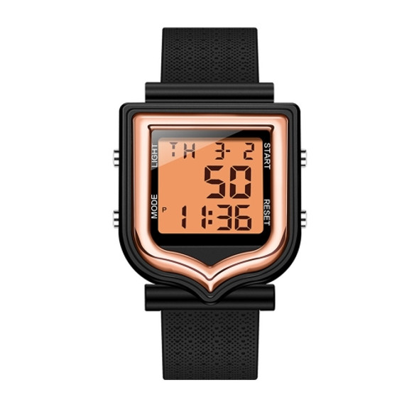 SANDA 388 Fashionable Square Outdoor Sports Leisure Watch Men's And Women's Multi-Functional Waterproof Luminous Electronic Watch(Rose Gold)