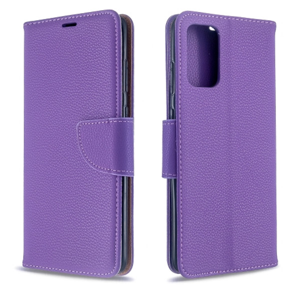 For Galaxy S20 Ultra Litchi Texture Pure Color Horizontal Flip PU Leather Case with Holder & Card Slots & Wallet & Lanyard(Purple)