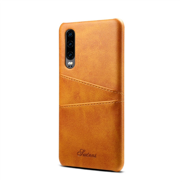 Suteni Calf Texture Protective Case for Huawei P30, with Card Slots (Brown)