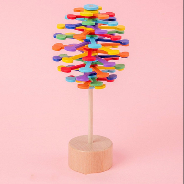 Solid Wood Rotating Lollipop Fischer Series Creative Ornaments Decompression Toy Decompression Artifact(Multi-colored Wafer)