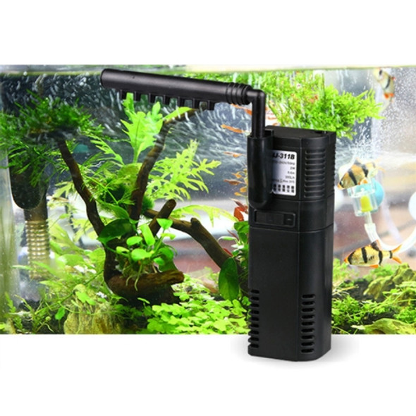 2W Rain Style 3 in 1 Aquarium Fish Tank Pumping Oxygen Increasing Water Purifier, US Plug(Black)