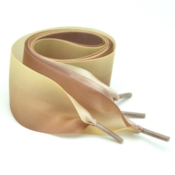 Gradient Color 4cm Width Satin Silk Ribbon Shoelaces Sneaker Sport Shoes White Shoes Laces, Length:80cm(Yellow Brown)