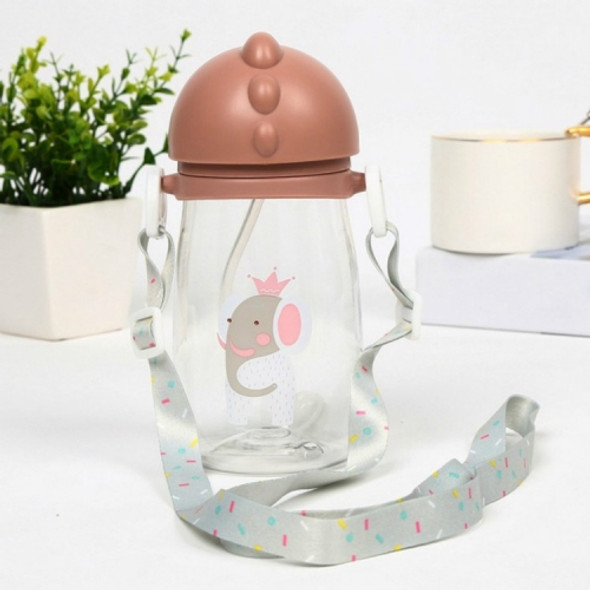 Shatter-resistant Cartoon Baby Learn To Drink Cup Leak-proof And Anti-cricket Baby Straw Cup With Handle(Brown Strap)