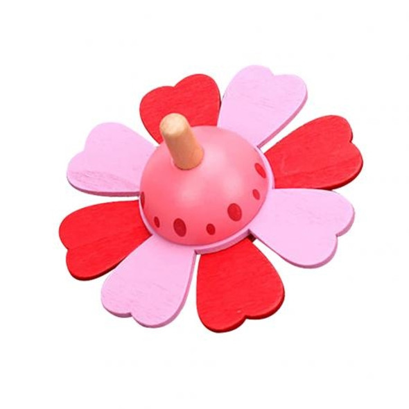 Wooden Colorful Flower Spinning Handmade Gyro Developing Kids Toy(Pink)