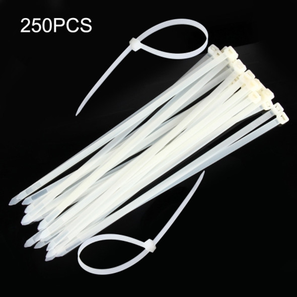 250 PCS 8mm*300mm Nylon Cable Ties(White)