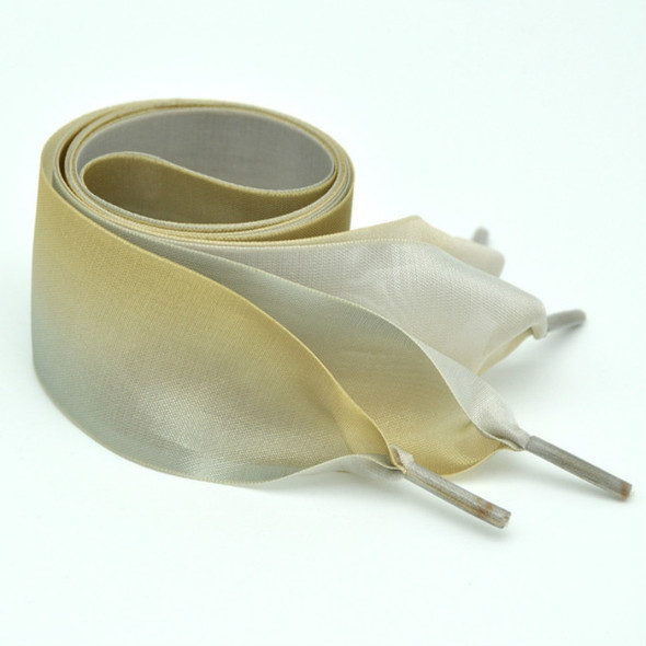 Gradient Color 4cm Width Satin Silk Ribbon Shoelaces Sneaker Sport Shoes White Shoes Laces, Length:100cm(Yellow Grey)