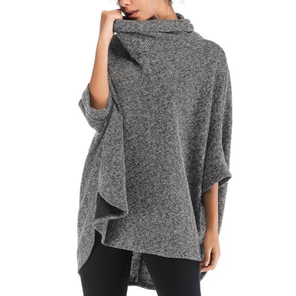 Long Hooded Bat Sleeves Top Sweater (Color:Light Grey Size:One Size)