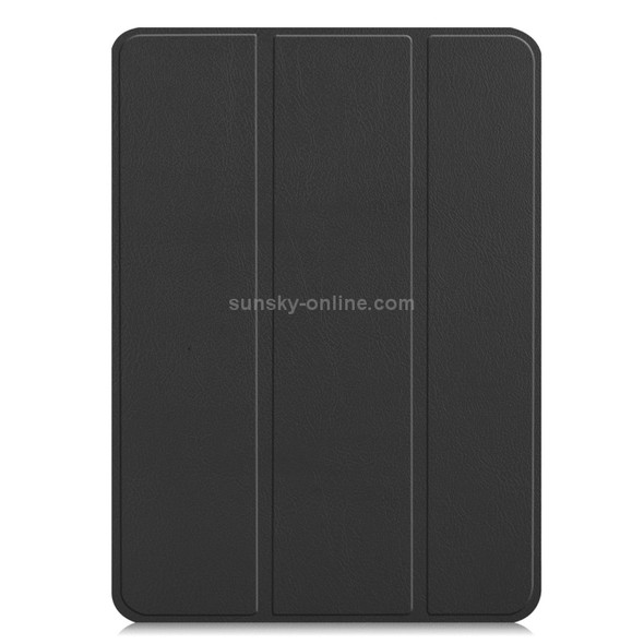 Custer Texture Horizontal Flip PU Leather Case for iPad Pro 12.9 inch (2018), with Three-folding Holder & Sleep / Wake-up Function(Black)