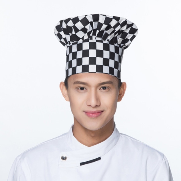 Hotel Coffee Shop Chef Hat Wild Anti-fouling Print Cap, Size:One Size(Black and White Grid)