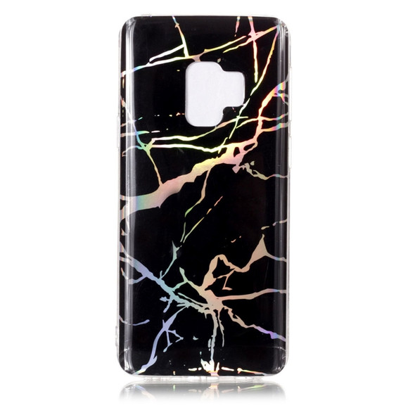 Galaxy S9 Color Plating Marble Texture Soft TPU Protective Back Case (Black)