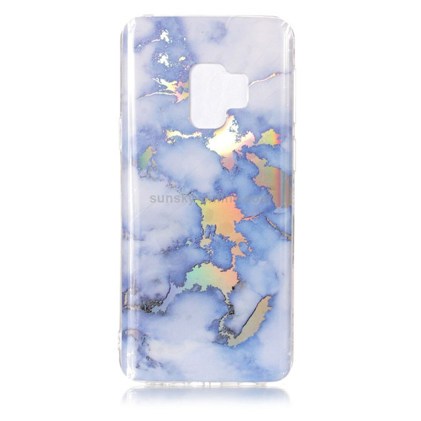 Galaxy S9 Color Plating Marble Texture Soft TPU Protective Back Case (Blue)