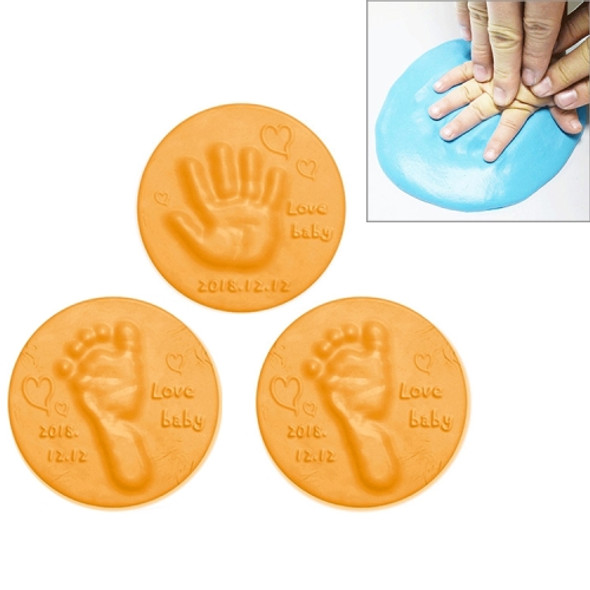 3 PCS Baby Care Air Dry Soft Clay Baby Hand and Foot Inkpad(Orange)