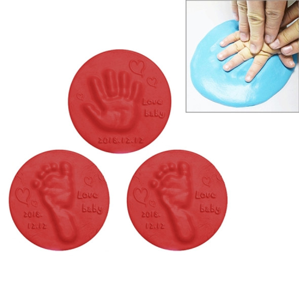 3 PCS Baby Care Air Dry Soft Clay Baby Hand and Foot Inkpad(Red)