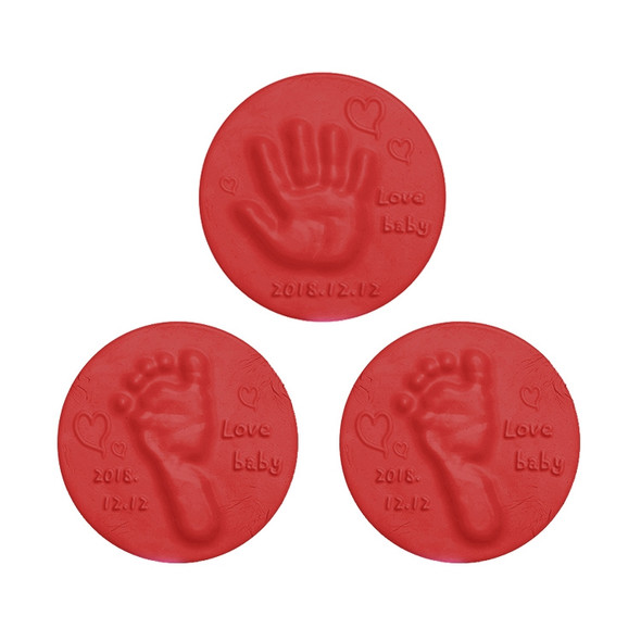 3 PCS Baby Care Air Dry Soft Clay Baby Hand and Foot Inkpad(Red)