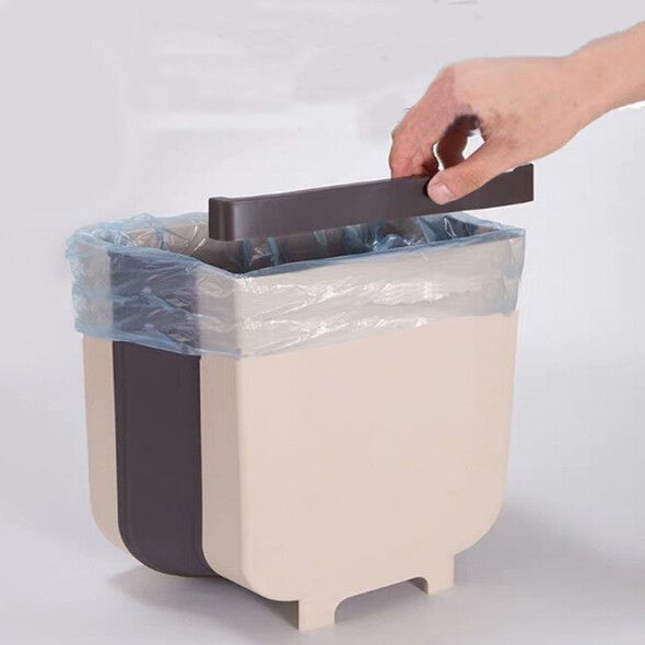 Foldable Hanging Kitchen Trash Can, Size:24x6x21cm(Coffee)
