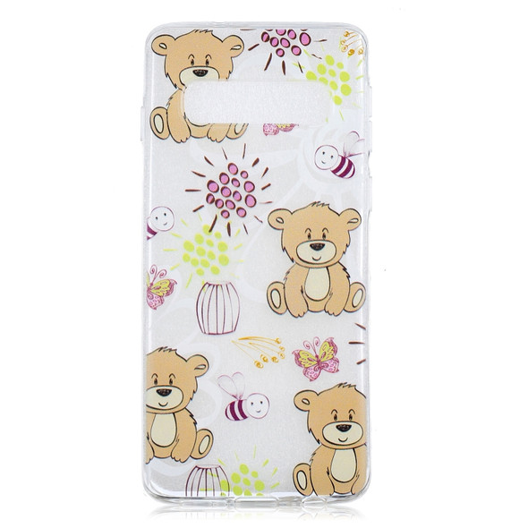 Painted TPU Protective Case For Galaxy S10 Plus(Brown Bear Pattern)