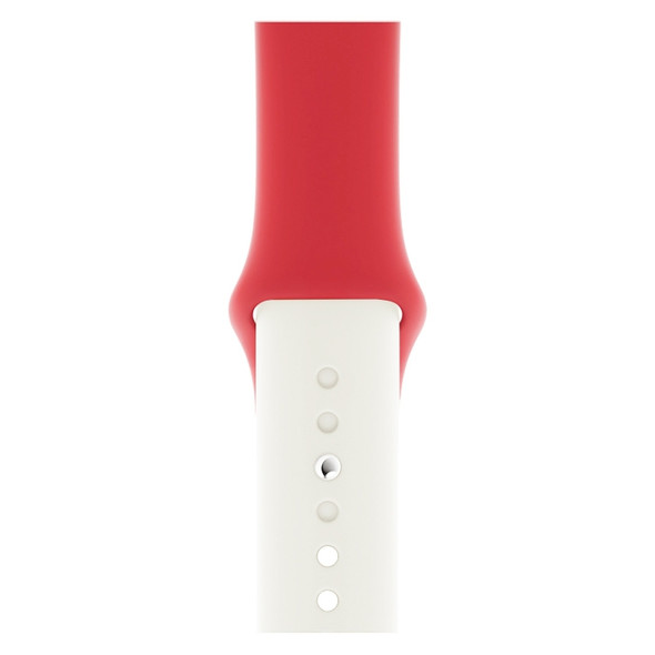 Double Colors Silicone Watch Band for Apple Watch Series 3 & 2 & 1 42mm(White+Red)