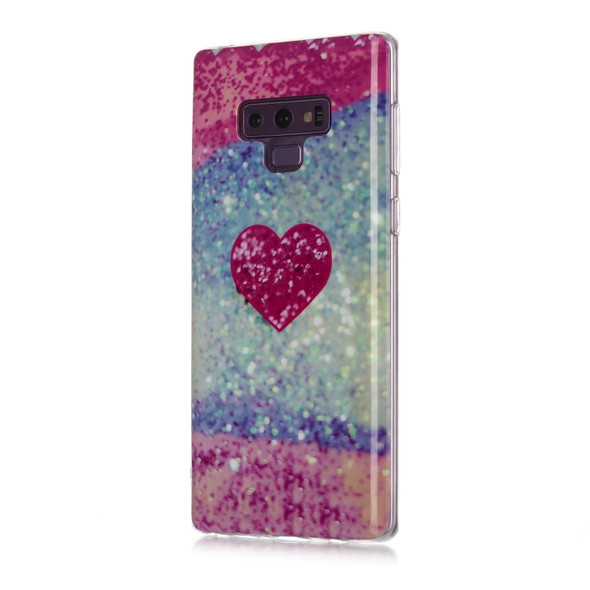 For Galaxy Note 9 Coloured Drawing Pattern IMD Workmanship Soft TPU Protective Case(Red Heart)