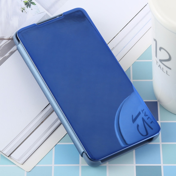 PU Electroplating Mirror Horizontal Flip Leather Case for Galaxy S10, with Holder (Blue)