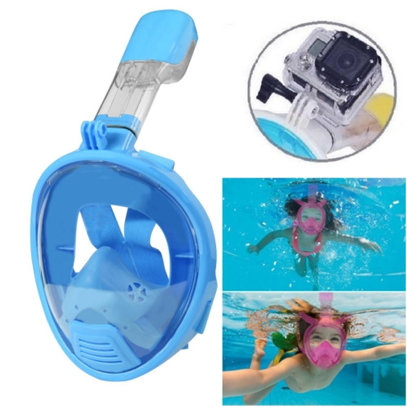 Kids Diving Equipment Full Face Design Snorkel Mask for GoPro  NEW HERO /HERO6   /5 /5 Session /4 Session /4 /3+ /3 /2 /1, Xiaoyi and Other Action Cameras(Blue)