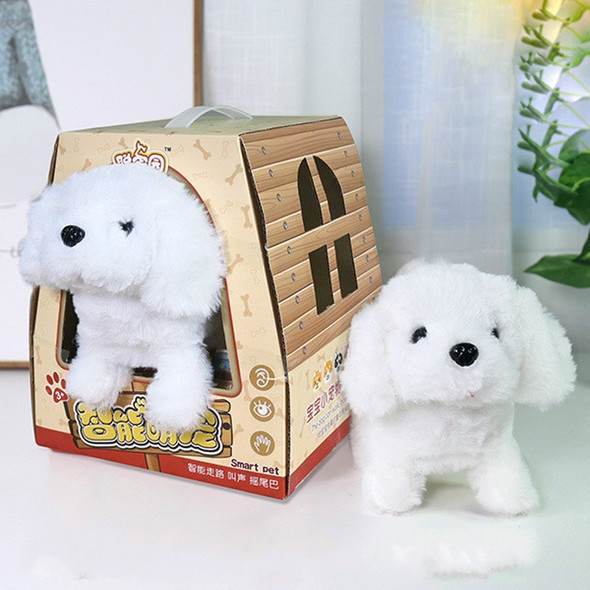 Cute Children Electric Sound Control Simulation Plush Pet Machine Toy(Bichon Frise)