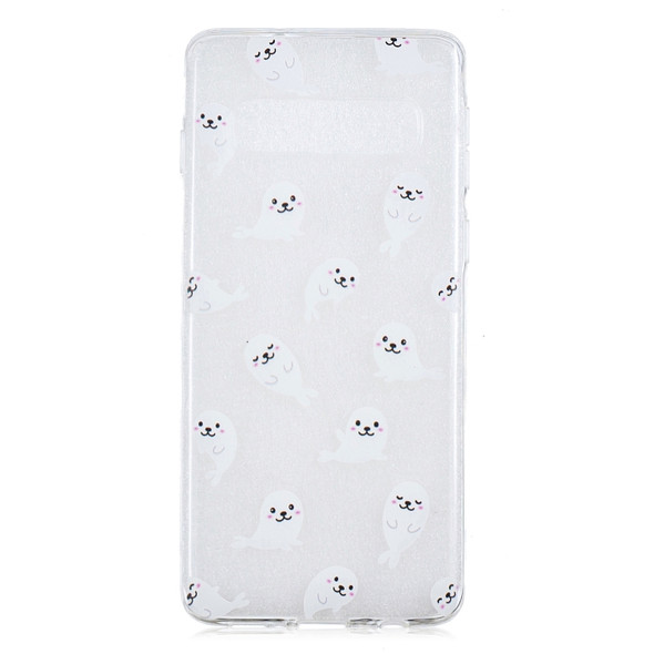 Painted TPU Protective Case For Galaxy S10 Plus(White Sea Lion Pattern)