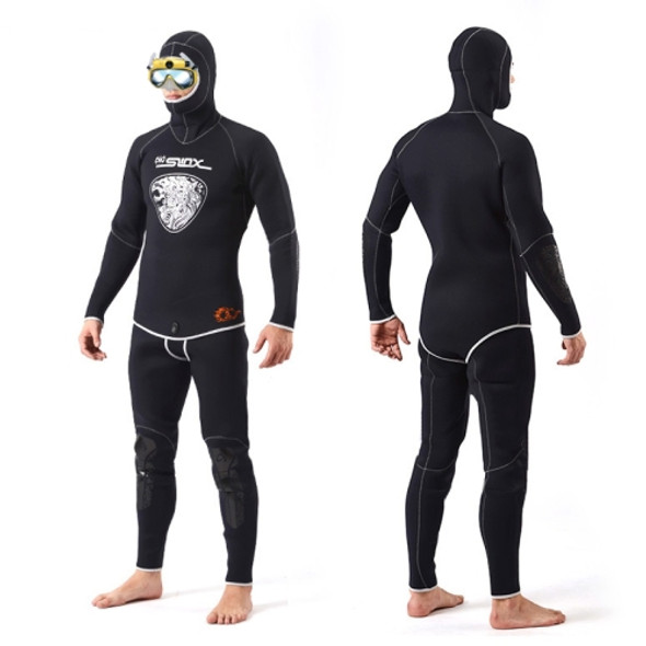 SLINX 1301 2 in 1 5mm Neoprene Super Elastic Wear-resistant Warm Long-sleeved Split Wetsuit Set for Men, with Hood, Size: XXL