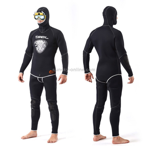 SLINX 1301 2 in 1 5mm Neoprene Super Elastic Wear-resistant Warm Long-sleeved Split Wetsuit Set for Men, with Hood, Size: XXXL