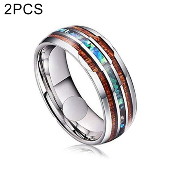 2 PCS Ceramic Tungsten Steel Dragon Texture Ring for Men, Ring Size:10