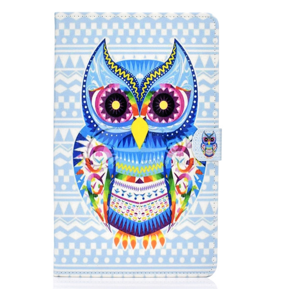 For Galaxy Tab A 10.1 (2019) T510 Colored Drawing Stitching Horizontal Flip Leather Case, with Holder & Card Slots(Colored Owl)