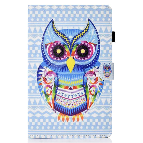 For Galaxy Tab A 10.5 T590 Colored Drawing Stitching Horizontal Flip Leather Case, with Holder & Card Slots(Colored Owl)