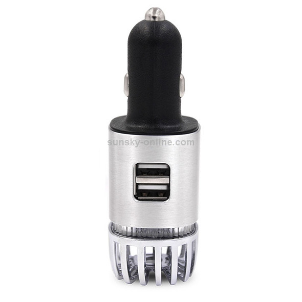 2 in 1 Car Negative-ion  Aromatherapy Air Purifier Humidifier + Dual USB Port Car Charger (Silver)