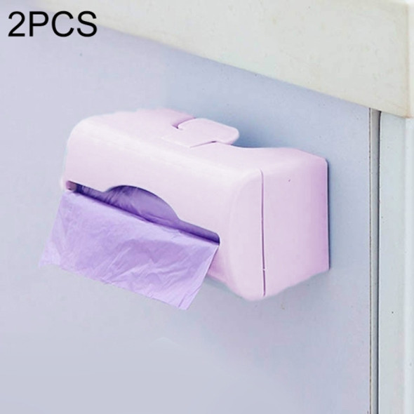 2 PCS Multi Purpose Wall Wounted Kitchen Garbage Bag Storage Box(Purple)