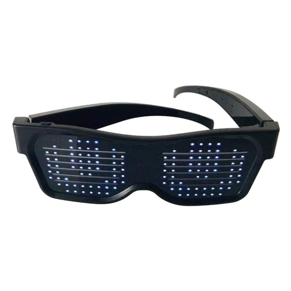 Night Club Bar Disco LED Light-emitting USB Charging Shutter APP Bluetooth Glasses (White)