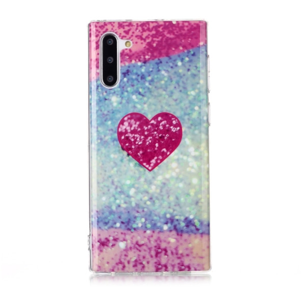 For Galaxy Note 10 Coloured Drawing Pattern IMD Workmanship Soft TPU Protective Case(Red Heart)