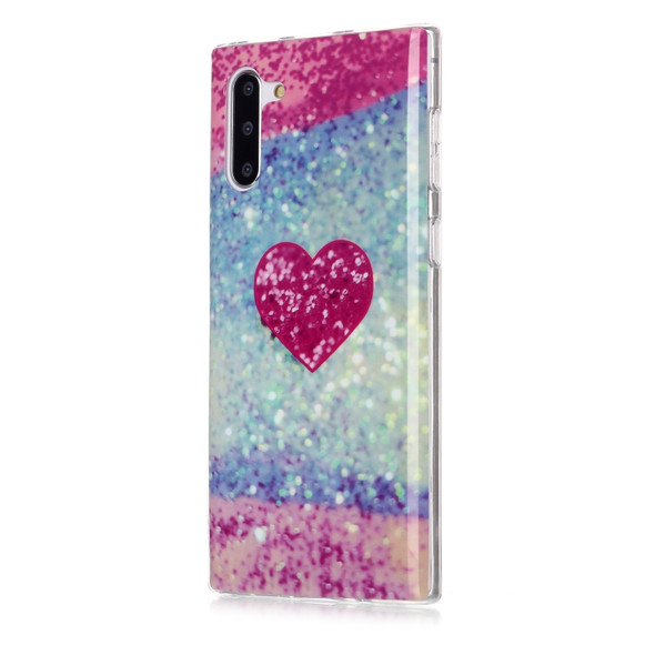 For Galaxy Note 10 Coloured Drawing Pattern IMD Workmanship Soft TPU Protective Case(Red Heart)