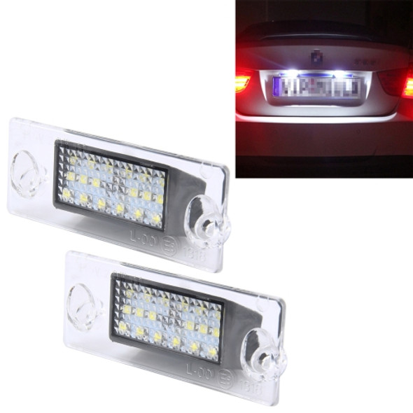 2 PCS License Plate Light with 18  SMD-3528 Lamps for Audi?2W 120LM, DC12V (White Light)