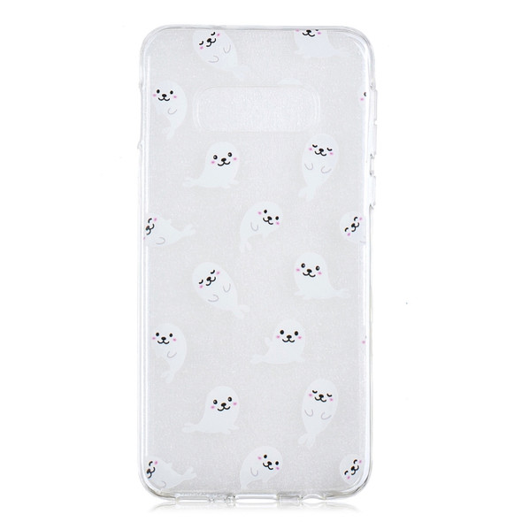 Painted TPU Protective Case For Galaxy S10e(White Sea Lion Pattern)