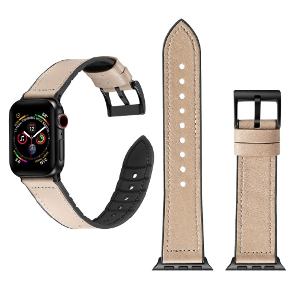 Solid Color TPU + Stainless Steel Watch Strap for Apple Watch Series 5 & 4 44mm / 3 & 2 & 1 42mm(Grey)