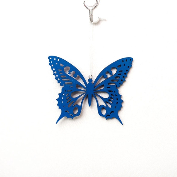 2 PCS Easter Decoration Pendant Colorful Painted Butterfly Wood Pendant Creative Home Decoration(Blue )