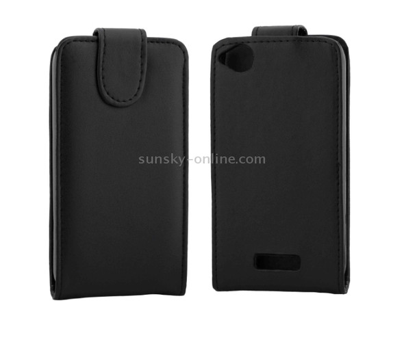 Vertical Flip Solid Color Leather Case for HTC Desire 320(Black)