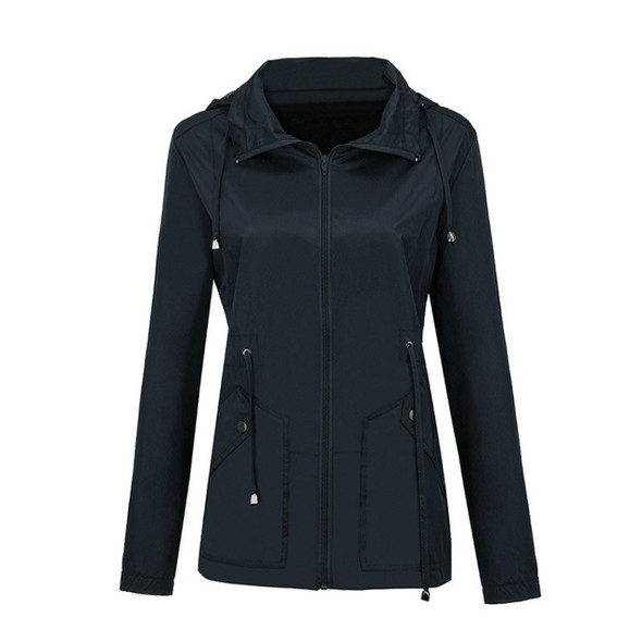 Raincoat Waterproof Clothing Foreign Trade Hooded Windbreaker Jacket Raincoat, Size: S(Navy )(Navy)
