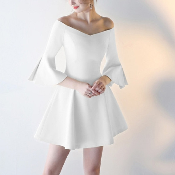 Summer Short Off Shoulder Dress Birthday Party Carpet Dress, Size:XS(White )