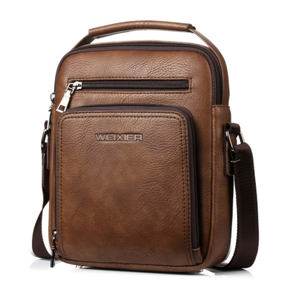 WEIXIER 18062 Multifunctional Men Business Handbag Crossbody Bag Single Shoulder Bag (Brown)