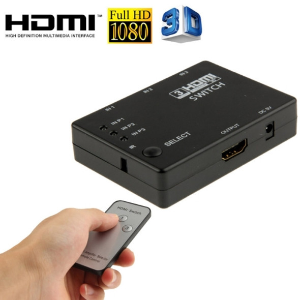Full HD 1080P 3D HDMI 3x1 Switch with IR Remote Control