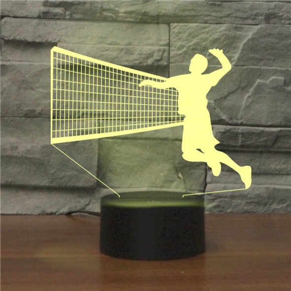 Playing Volleyball Shape 3D Colorful LED Vision Light Table Lamp, USB Touch Version