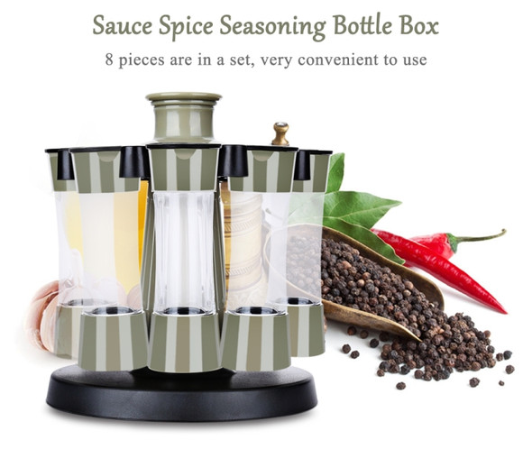 2 Sets Plastic Rotary Sauce Spice Seasoning Bottle Box Peppers Shakers Container