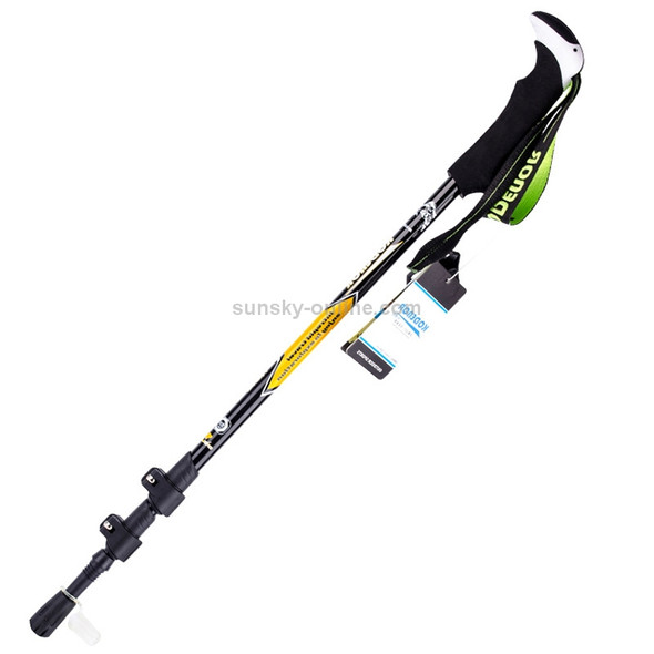 KODENOR Outdoor Mountaineering Portable Foldable Carbon Fibre Straight Handle Alpenstocks Trekking Poles, Length : 63-135CM (Black Yellow)