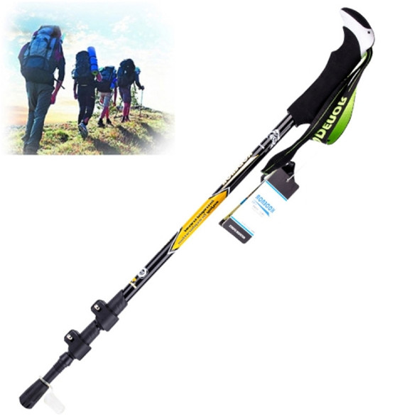 KODENOR Outdoor Mountaineering Portable Foldable Carbon Fibre Straight Handle Alpenstocks Trekking Poles, Length : 63-135CM (Black Yellow)